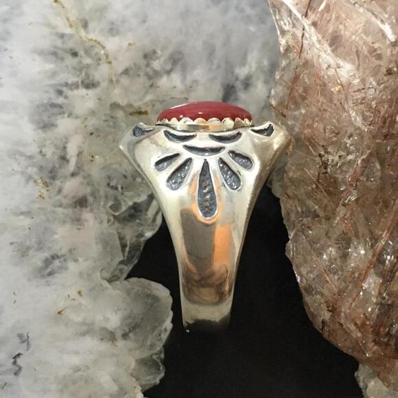 Carolyn Pollack Southwestern Style Sterling Red Jasper Shield Ring For Women - Picture 4 of 10
